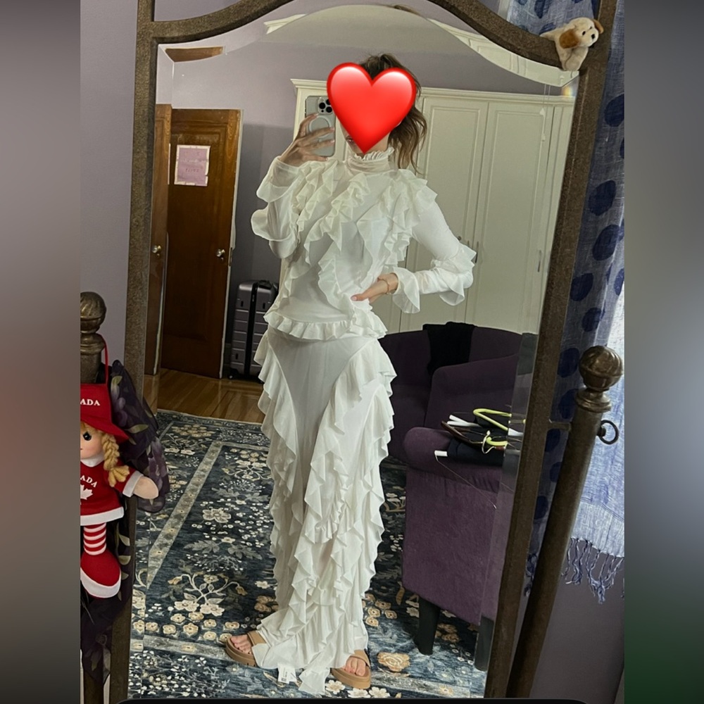 White Ruffled Maxi Dress